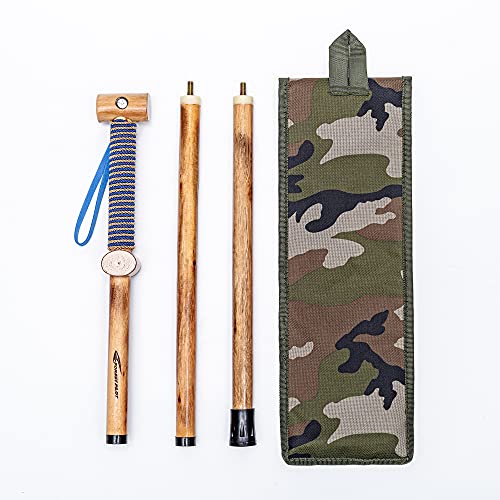FOREST PILOT 3pc Detachable Hardwood Walking Stick for Hiking with Compass 48 Inches - Soft Hand Strap - Rubber Tip Cover