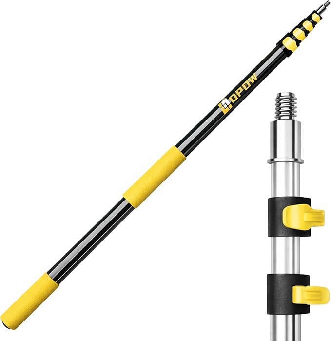 5-18 FT Long Telescopic Extension Pole, Multi-Purpose Aluminum Alloy Telescoping Rod with Universal Twist-on Metal Tip Fli...