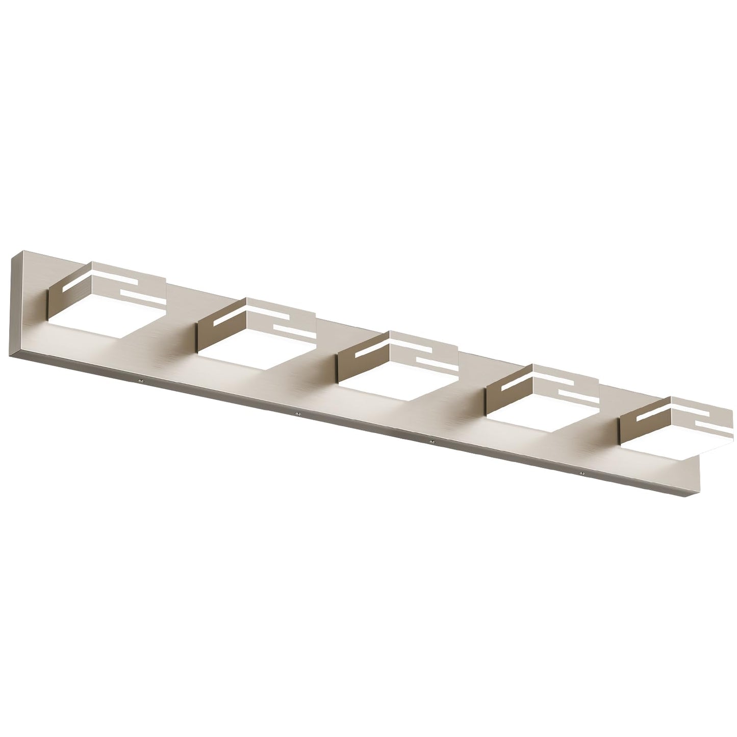 Lkhf Led Modern Bathroom Vanity Light Fixtures  5-Light 34-Inch Dimmable Brushed Nickel Vanity Lights For Bathroom Lighting Fixtures Over Mirror  With 350?Rotatable Acrylic Heads (Cool White 6000K)