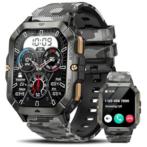 Military Smart Watches for Men (Answer/Make Calls), Watches for Men with Blood Pressure/Heart Rate/Sleep/100+ Sport Modes,...