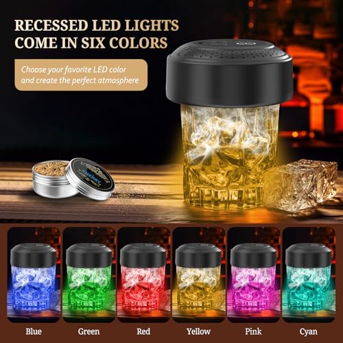 Electric Whiskey Smoker Kit - 6 Wood Chip Flavors, Built-in Lighter&Ambient Light, No Butane Needed Rechargeable Cocktail ...