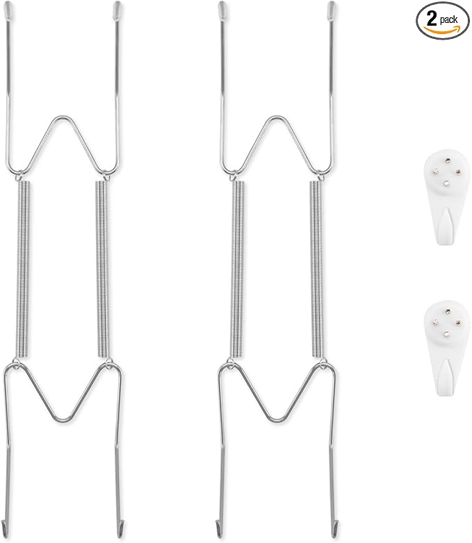 2 Pack Plate Hangers for The Wall, Suitable for 9-11 inch Art Plate, Stainless Steel Invisible Heavy Duty Wire Plate Holder with Wall Hooks, Plate Hangers for Displaying Plates, Platter, Dish, Silver