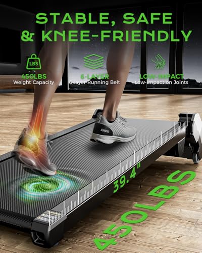 Walking Pad Treadmill, BestGod Incline Under Desk Treadmill 330lbs Capacity, 2.5HP Portable Treadmills for Home, Compact T...