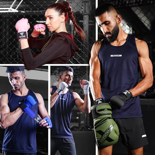 WYOX Gel Boxing Hand Wraps Inner Gloves for Men & Women – 80cm Quick Wrist Strap, Padded Knuckle Support, Fingerless MMA M...