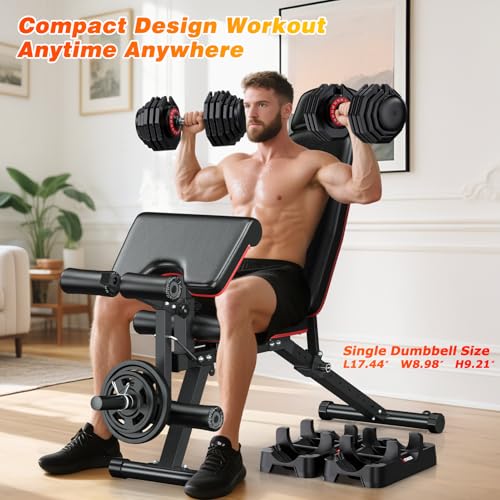 XDDIAS Adjustable Dumbbell Set of 2, 25/55/80LB Dumbbell Set-Fast Adjust Weights Set, 5/10/16 in 1 Free Weights Dumbbells ...