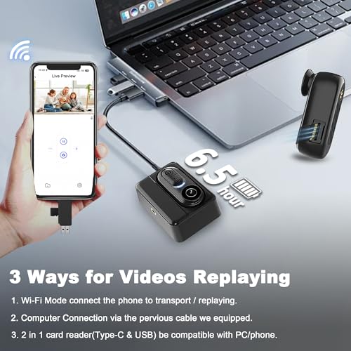 Catchallway 4K Mini Body Camera Action Cam with Audio & Video Recording -128G Thumb Size Hands Free Body Worn Cameras - We...