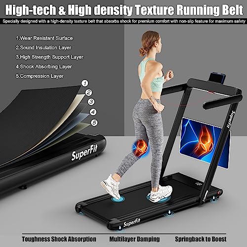 Goplus 2 in 1 Folding Treadmill, 2.25HP Superfit Under Desk Electric Treadmill, Installation-Free with Remote Control, APP...