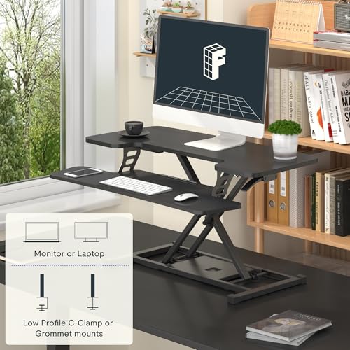 FLEXISPOT 36-inch Standing Desk Converter Height Adjustable Sit to Stand Up Workstation, Dual Monitor and Laptop Riser wit...