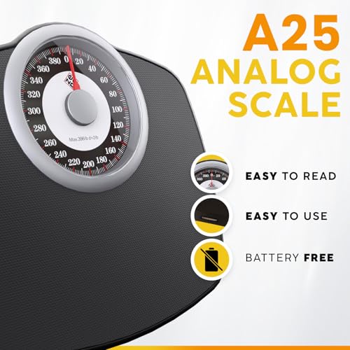Zeno A25 Scales for Body Weight - Up to 400 LB - New - 5.3" Dial on 12.4" x 10.2" Platform - Anti-Skid Rubber Surface - Ba...