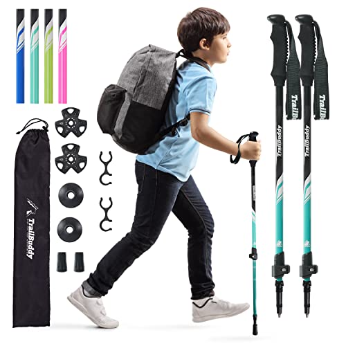 TrailBuddy Collapsible Hiking Poles for Kids - Pack of 2 Trekking Poles for Hiking, Camping & Backpacking - Lightweight, A...