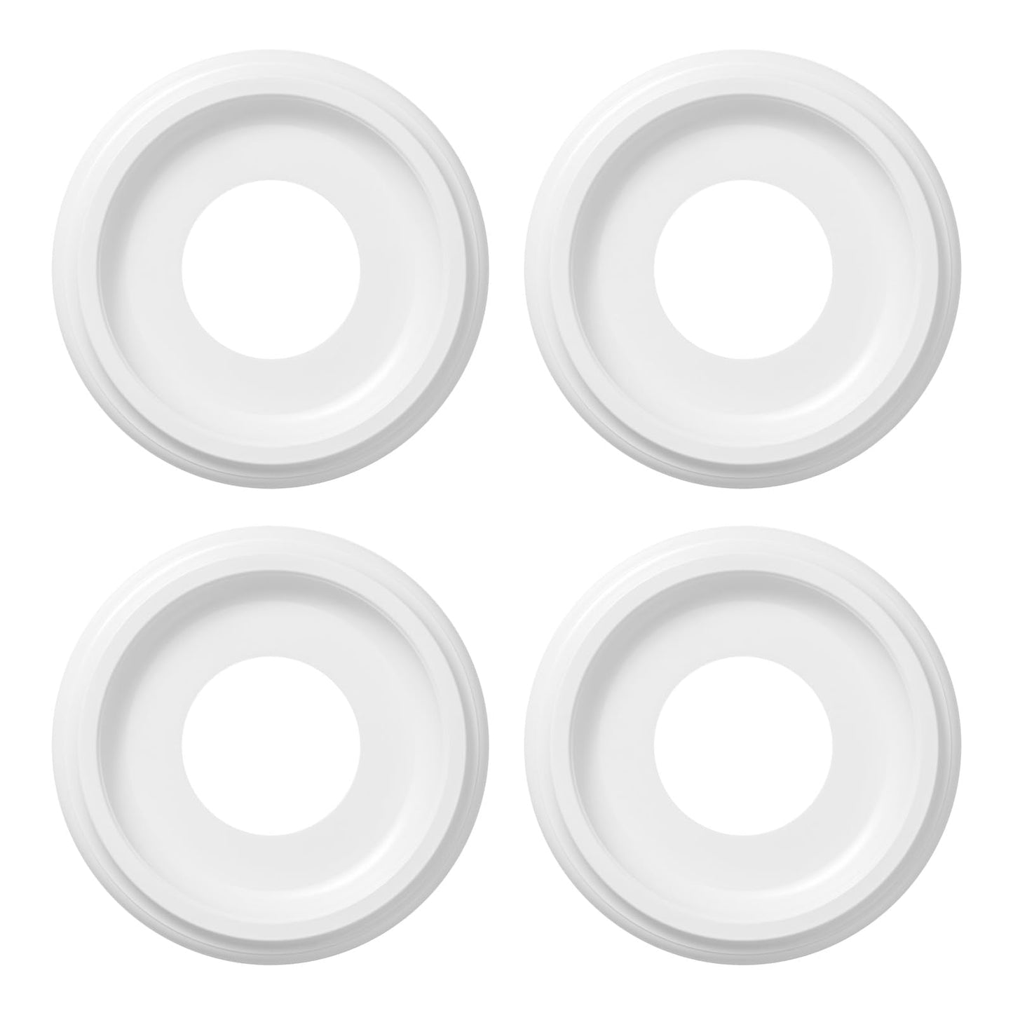ELFCAB 4 Pack White Molded Nylon Ceiling Medallion for Light Fixtures and Ceiling Fans 10"OD x 4"ID x 1"P (Fits Canopies up to7-1/4")