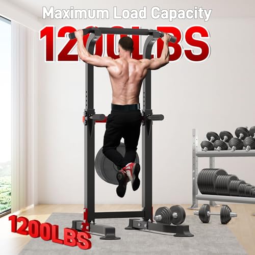 Outdoor Basic Power Tower, Pull Up Bar and Dip Station for Home Gym, 1400LBS Weight Capacity, Adjustable Height, Heavy Dut...