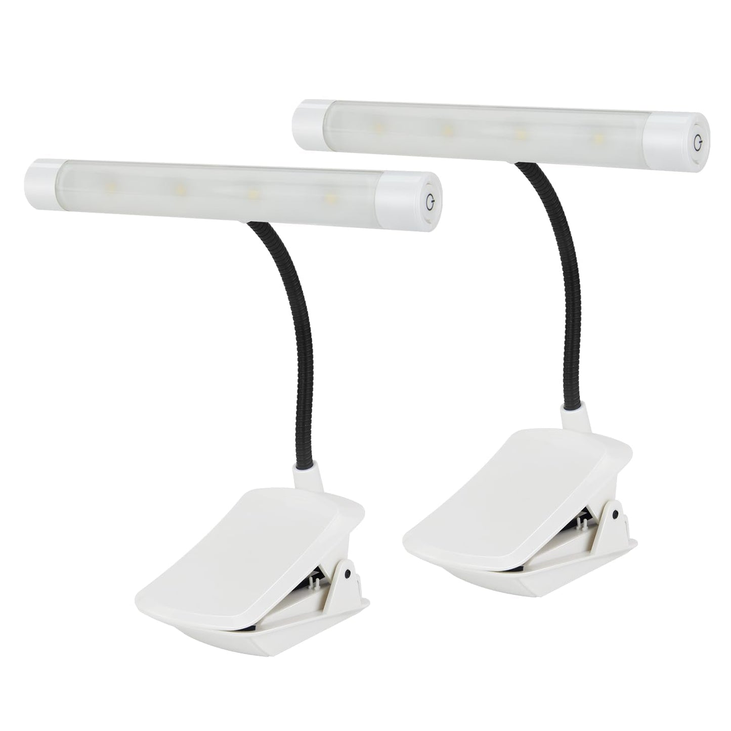 Bigmoant Battery Operated Book Light  Reading Light With Clip  Eye Care Book Light  2 Adjustable Brightness Set  Flexible Metal Neck  Perfect For Book Lovers (White  2 Pack)