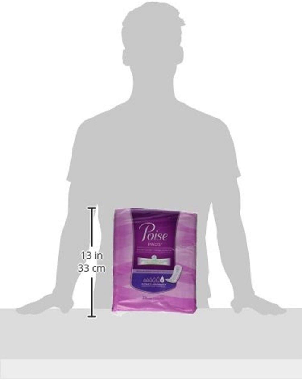 Poise Pads, Regular Length, Ultimate Absorbency 33 pads (Pack of 4)