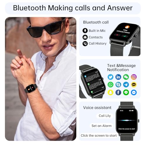 Smart Watch for Men Women Fitness: Waterproof Make Answer Call Digital Mens Watches Pedometer Smartwatch for Android Phone...