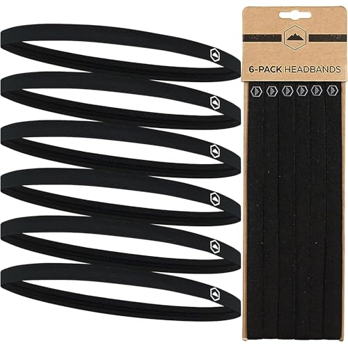 Tough Headwear Thin Elastic Headbands for Men - Sports Hair Head Band for Women & Men - Non Slip Mens Workout Headband - R...