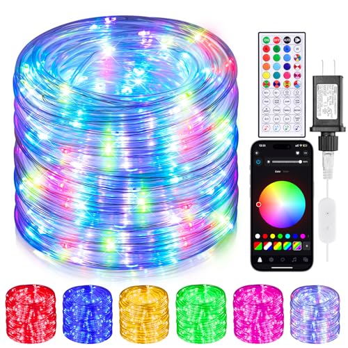 Hozplex 99ft Rope Lights for Outside, 300 LED String Light Outdoor Waterproof Plug in with Remote & APP Control, 16 Millio...