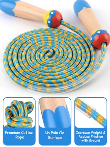 Jump Rope for Kids, Lorvain Adjustable Skipping Rope, Kids Jump Ropes with Wooden Handle for Girls Boys, Weighted Jumping ...