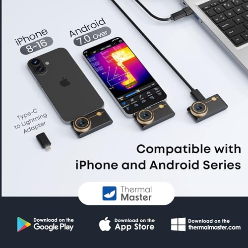 Thermal Master P3, Thermal Camera for iOS & Android, Manual Focus Infrared Camera, 512×384 X³ IR Resolution, -4℉ to 1112℉ ...