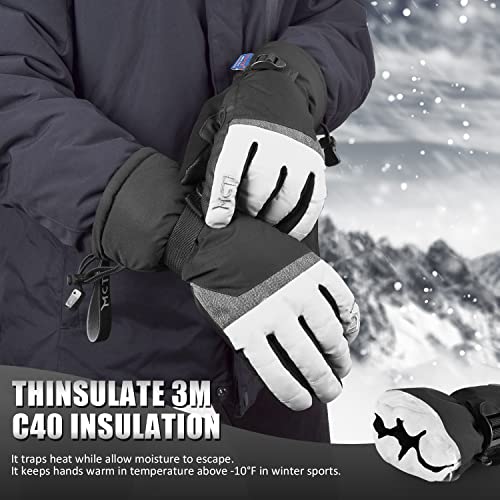 MCTi Ski Gloves,Winter Waterproof Snowboard Snow 3M Thinsulate Warm Touchscreen Cold Weather Women Gloves Wrist Leashes