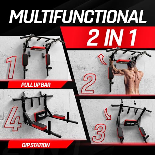 Yes4All Pull Up Bar Wall Mounted - Multifunctional Wall Mounted Pull Up Bar for Home Gym Workout Strength Training Equipment