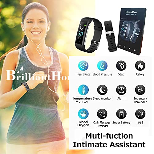 BrilliantHouse Fitness Tracker with Heart Rate Sleep Monitor Step Counter, Activity Tracker IP68 Smart Watch Health Tracke...