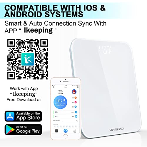 Scale for Body Weight, High Accuracy Bathroom Digital Scales, Bluetooth Weighing Scale, Unlimited Users, LCD Display, Roun...