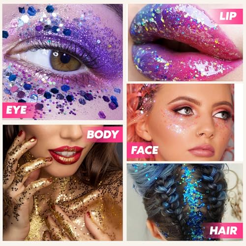 Silver Body & Face Glitter Stick,【Waterproof】【Long-Lasting】【Sparkling】 for Singer Concert Outfits, Festival Rave Mermaid A...