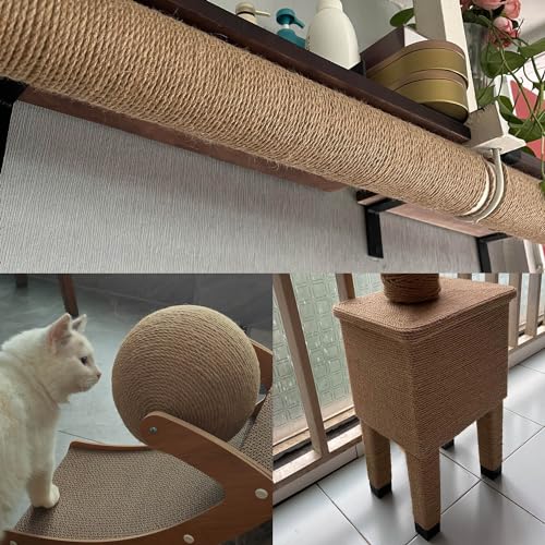 ILIKEEC 328 Feet Jute Rope, 6mm 4-Ply Thick Jute Twine String for Floristry, DIY Arts Crafts, Gardening Bundling and Cat S...