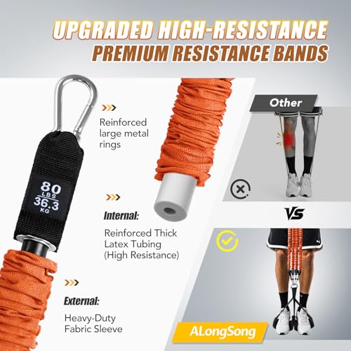 ALongSong Pull Up Assistance Bands with Foot Support Pedal - Upgraded Heavy Duty Resistance Bands Adjustable Weight/Height...