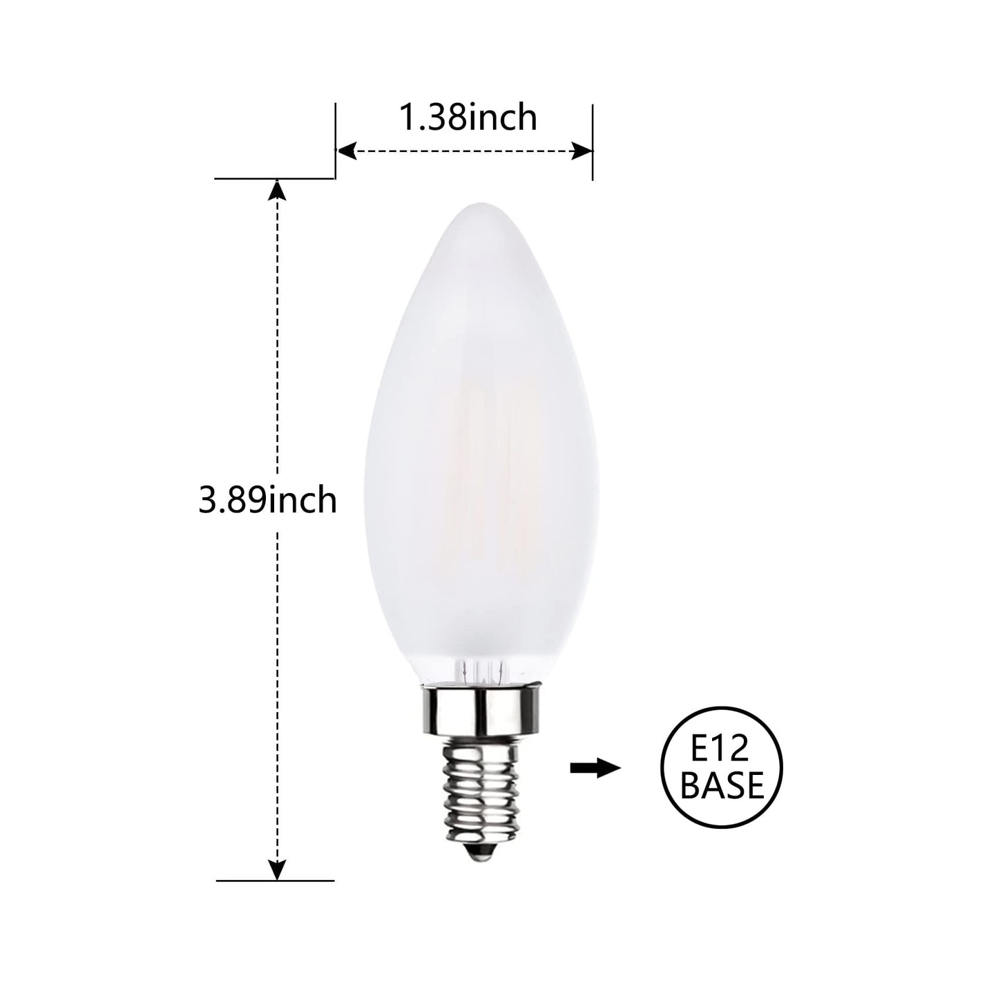 Sunaiony Frosted LED Candelabra Bulbs 6W 3000K Dimmable E12 8 Pack B11 Frosted Glass