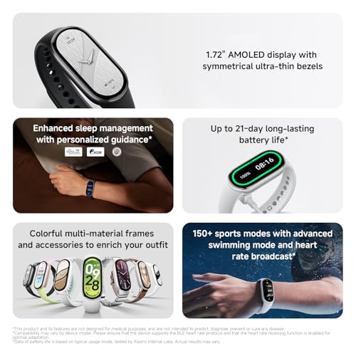 XIAOMI Mi Smart Band 10 (2025) Global Version - 1.72" AMOLED Display | 21 Days Battery Life | Touchscreen, Multi-Sport Tra...