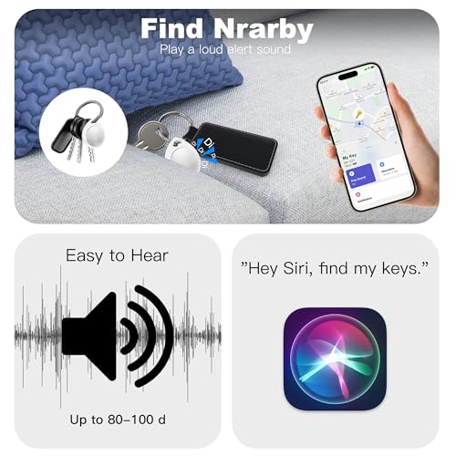 4 Pack Tracker Tags [Apple MFi Certified] Bluetooth Air Tracker Pair with Apple Find My (iOS Only) Smart Tracking Tags Key...