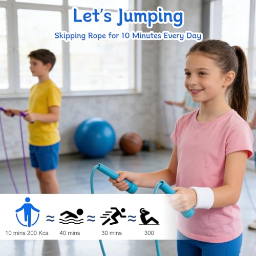 Jump Rope for Kids,5P Colorful Jumping Rope for Fitness and Exercise,Lightweight Adjustable Skipping Ropes for School Even...