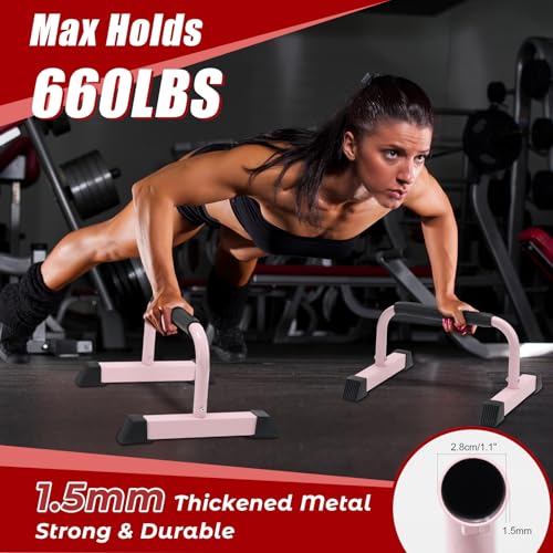 Push Up Bars: Sweat-resistant Parallettes Bar for Handstands L-sit & Dip, No Wobbling Strength Training Pushup Stands for ...