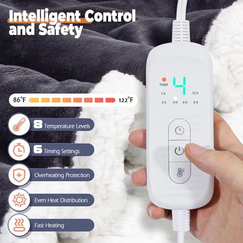 Wearable Heated Blanket with Foot Pocket, Electric Wearable Throw Blanket with Sleeves, Hood, Portable Heated Blanket with...