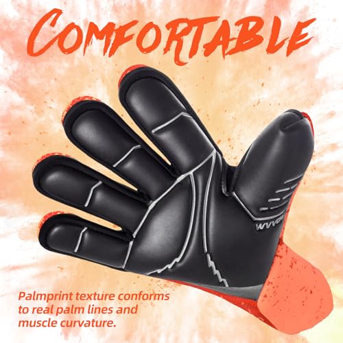 WVVOU Soccer Goalie Goalkeeper Gloves for Youth & Adult, Size 7-10, Enhanced Latex Palm Grip, Breathable Knitted Fabric, S...