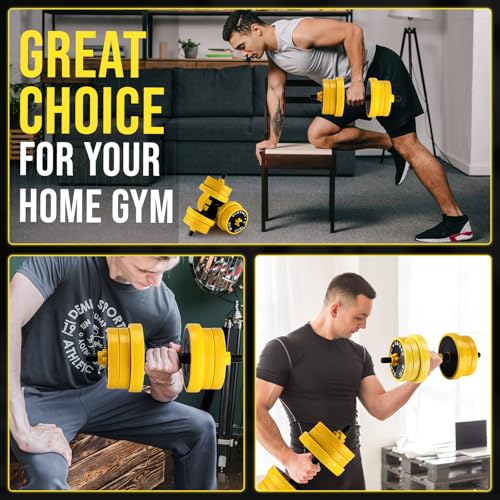2-In-1 Adjustable Dumbbell and Barbell Set, 44 Lbs Free Weights for Home Gym Strength Training, Dumbbell Set of 2 with Con...