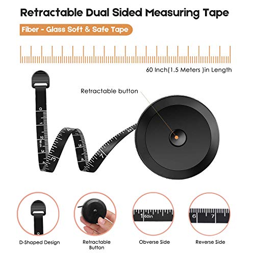 iBayam 2 Pack Tape Measure Measuring Tape for Body Fabric Sewing Tailor Cloth Knitting Vinyl Home Craft Measurements, 60-I...