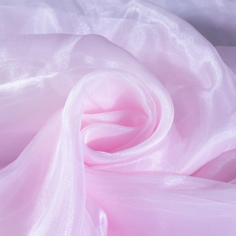 Fynite Baby Pink Organza Fabric by The Yard | 1 Yard Long | 44" Wide | Bridal Soft Sheer Organza Tulle for DIY Wedding Dress Fashion Craft Decorations