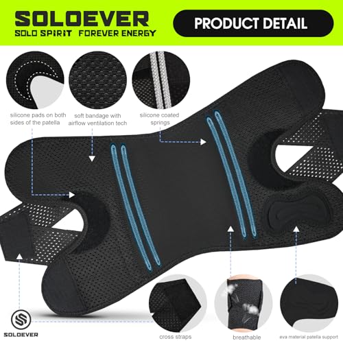 Knee Brace for Women & Men Breathable Compression Knee Support with Side Stabilizers for Knee Pain Adjustable Knee Wrap fo...