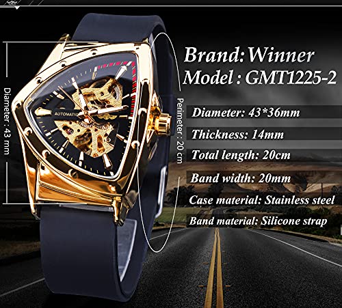 FORSINING Skeleton Watches for Men, Automatic Mechanical Watch with Triangle Dial, Luminous Self Winding Watches Stainless...