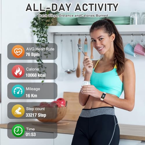 Fitness Tracker with 24/7 Heart Rate, Blood Oxygen, Sleep Tracker, Waterproof Fitness Watch, Activity Tracker with Step Tr...