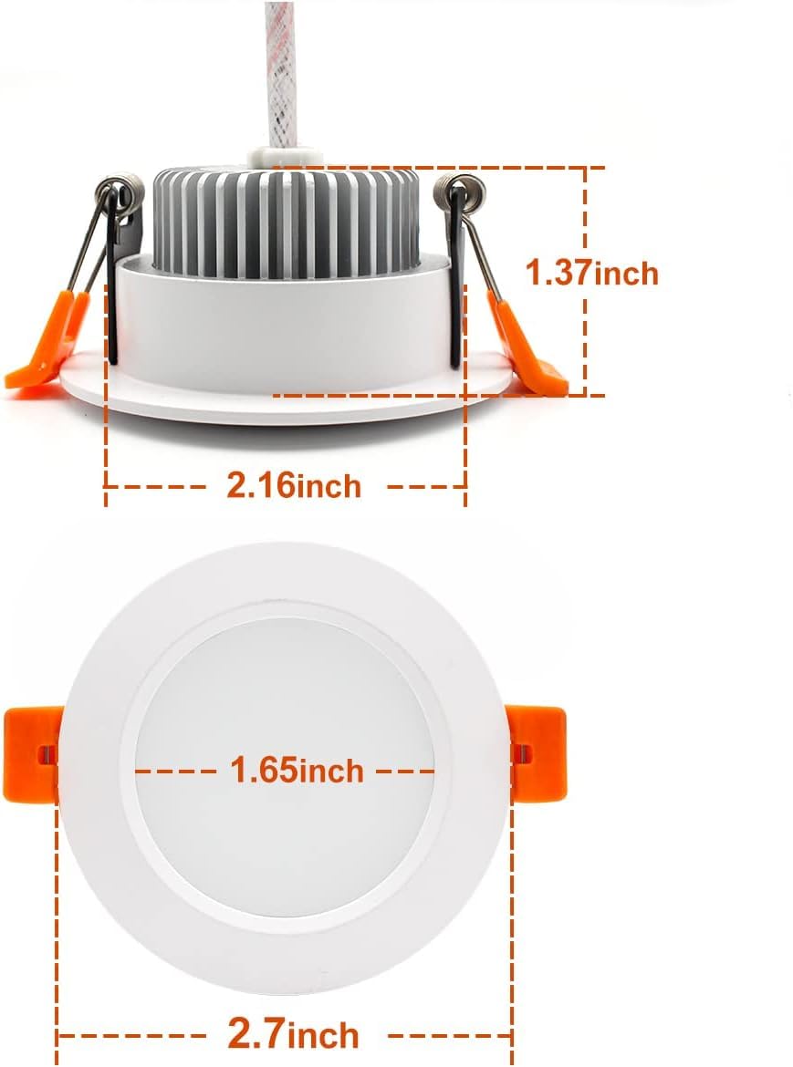 YGS-Tech LED Recessed Lighting Downlight, Dimmable 3W (35W Halogen Equivalent), 2700K Ultra Warm White, 24 Pack, Plastic