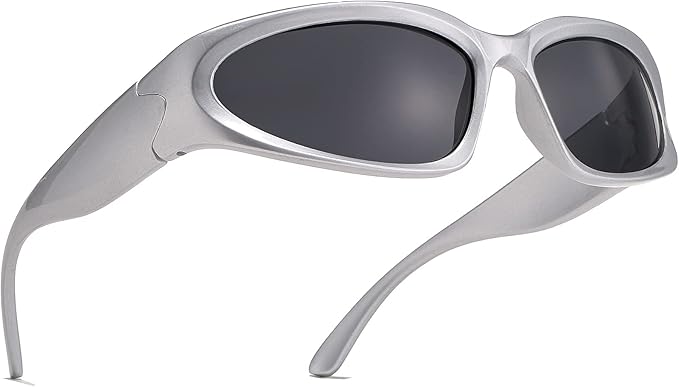 AIEYEZO Y2K Sunglasses Womens Mens Wrap Around Sports Sun Glasses Fashion Oval Thick Frame Ladies Shades