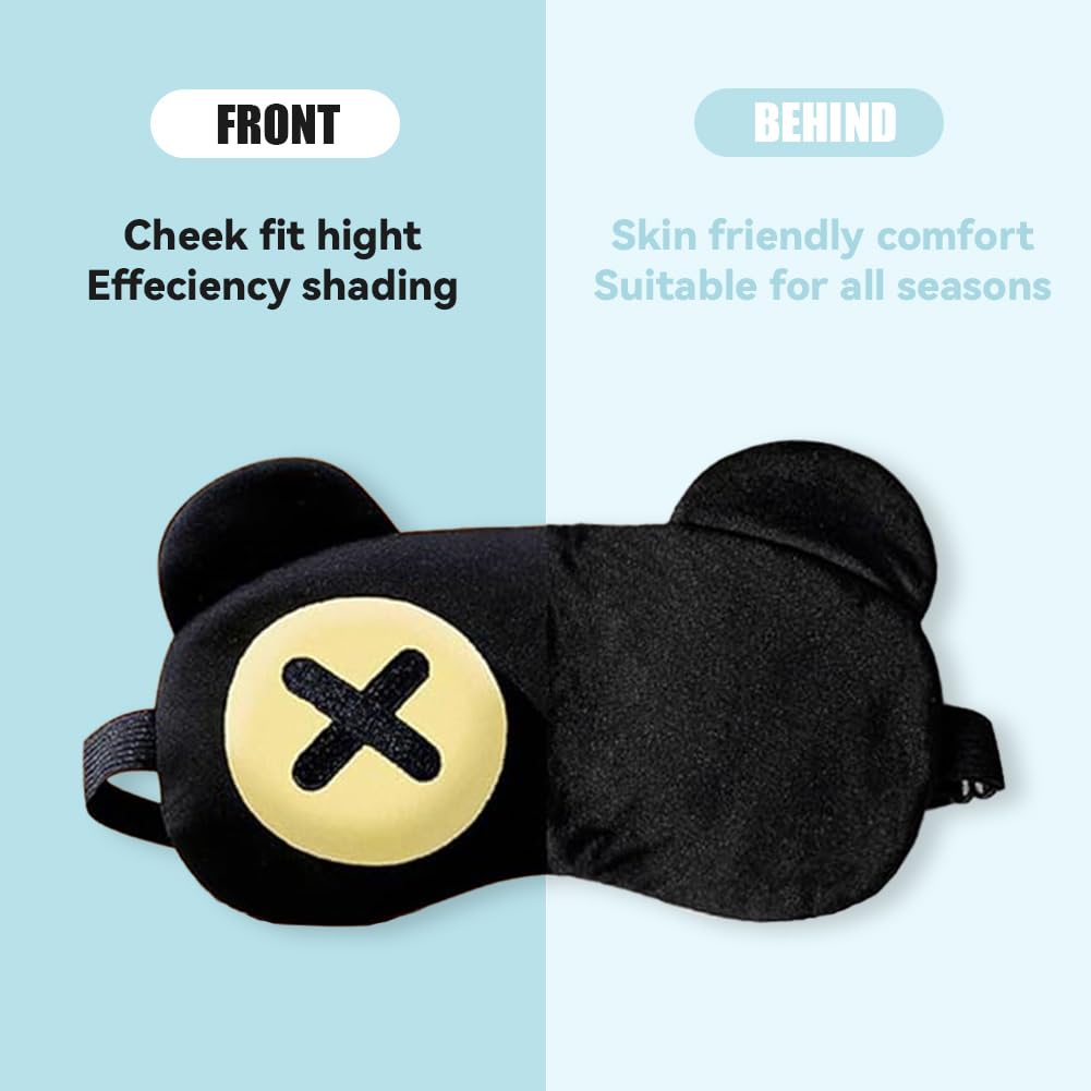 2PCS Cute Eye Mask for Sleeping - Soft Lightweight Eye Cover with Adjustable Strap, Funny Sleep Mask, Eyeshade Covers, Sleeping Mask for Women Men Travel Nap Blindfold Game