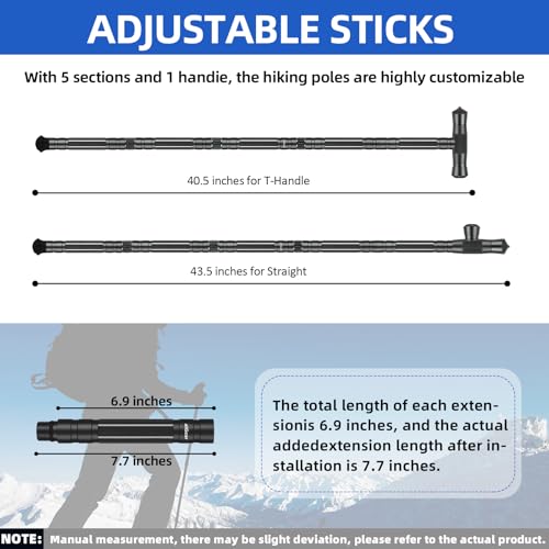 aiGear G2 Tactical Stick Hiking Walking Staff - Trekking Poles Outdoor Adjustable Hiking Stick for Camping Hiking 5/8 Tub...