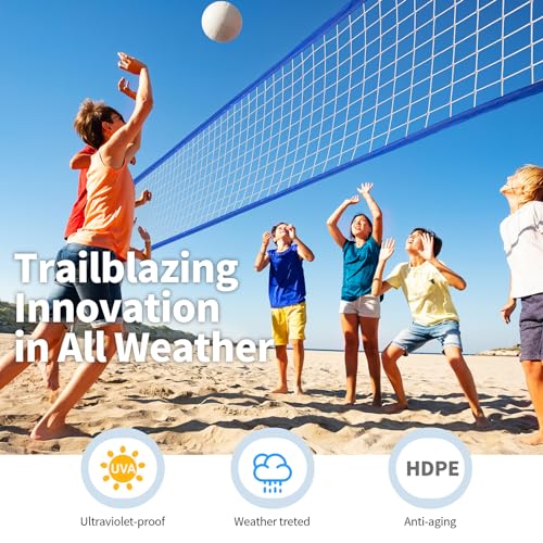 YUXUXU Professional Volleyball Net Outdoor Heavy Duty, All Weather Enhanced, Extended Stainless Steel Cable, Extra Thick B...