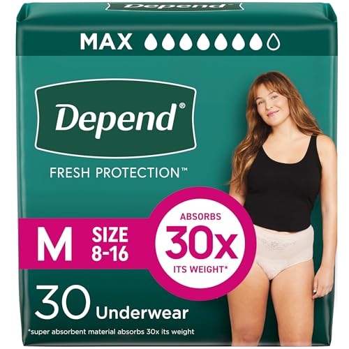 Depend Fresh Protection Adult Diapers, Incontinence & Postpartum Bladder Leak Underwear for Women, Disposable, Maximum, Me...