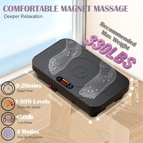 PBYRD Vibration Plate Exercise Machine -Full Body Shaker with Auto Mode, Acupressure Massage & Silicone Pedal, for Lymphat...